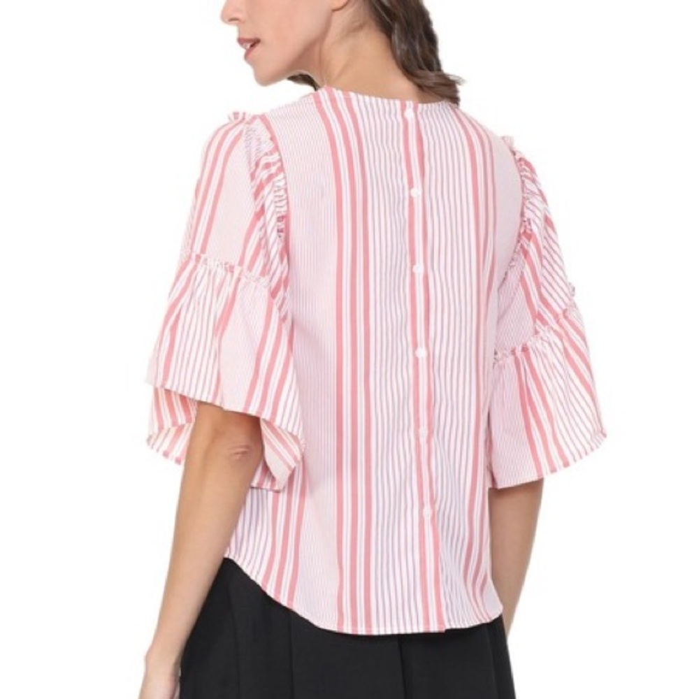 H&M Redish Pink Striped Women's Top